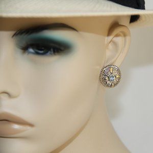 14k Gold Sterling Silver Blue Topaz Earrings